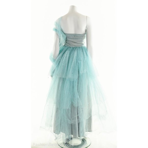 50's Tulle Dress, 1950's Strapless Dress, Blue Prom Dress, Rhinestone Dress, PIn - Picture 8 of 10